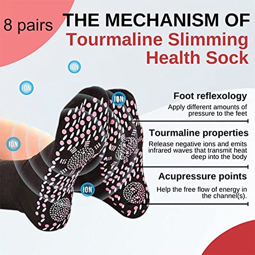 8 Пара Турмалин Термичка Циркулација само-Греење чорапи - Турмалин Акупресура само-греење Обликување Здравствени Чорапи-Нога Масажа само