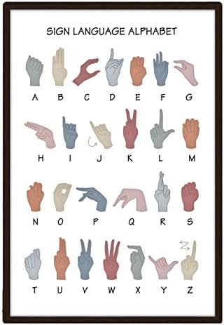 Знаковен Јазик Азбука Постер, ASL Постер, Знаковен Јазик Азбука Ѕид Уметност, Американски Знаковен Јазик Постери За Училница, Подарок