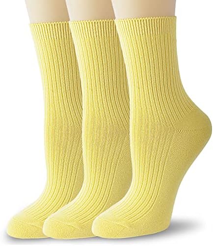 Wените на вивики женски чорапи за глуждот, супер мека лолита руфла со двојна игла чешлана памучна чорапи 3 пара