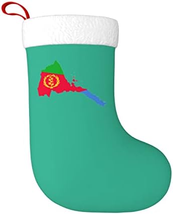 Мапа на еритрејско знаме мапа на Божиќ, Божиќно декорација Класичен 18 инчи камин виси чорап