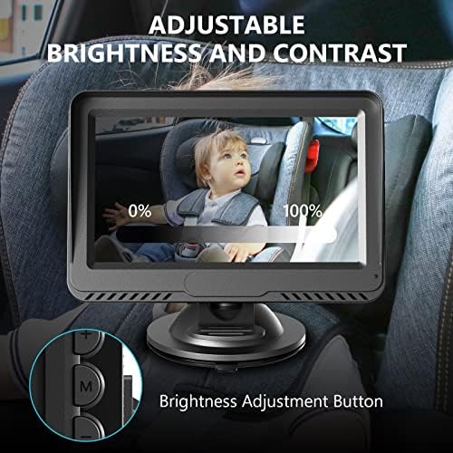 1080p Бејби автомобил за задниот дел на седиштето, 4,3 HD монитор екран, ноќно гледање огледало за бебиња за бебиња, задно свртена