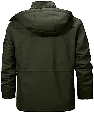 Xiaxogool Машка јакна-Зимска памучна воена памучна воена јакна задебелен карго палто со тешка категорија Шерпа јакна топли палта