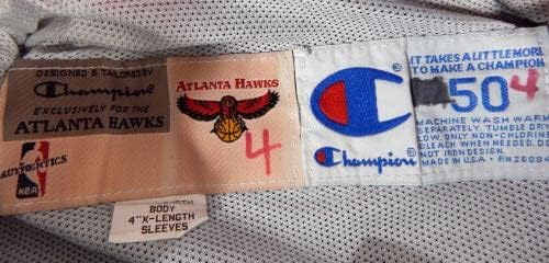 1998-99 Атланта Хоукс Крис Крафорд 4 Игра користеше црно загревање јакна 50 946 - НБА игра Користена