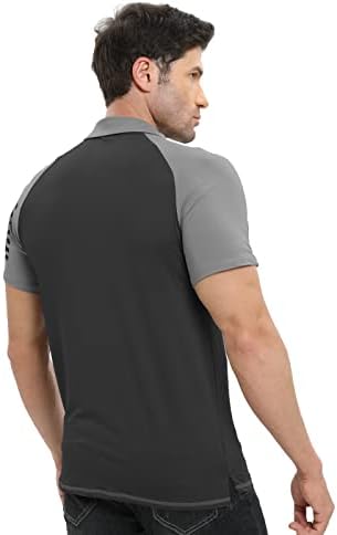 H Hyfol Polo кошули за мажи контраст во боја со долг ракав со краток ракав графички истегнување американски патриотски голф поло за мажи