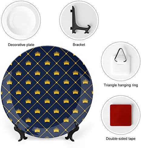 Морнарија сина шема жолта крунамерамичка декоративна чинија со штанд сопствена коска Кина домашна чинија за домашна соба кујна