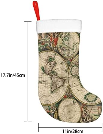 Божиќни чорапи Ретро антички светски мапа двострана камин што виси чорапи