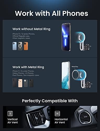 Држач на лисен магнетски телефон за автомобил, компатибилен за монтирање на автомобили Magsafe, одговара на iPhone 14 13 12 Pro плус Max