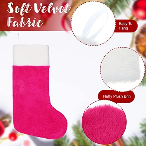 8 пакувања Божиќно порибување 19,5 инчи кадифен божиќно порибување кадифено меко Божиќно камин што виси чорапи за украси за семејни празнични