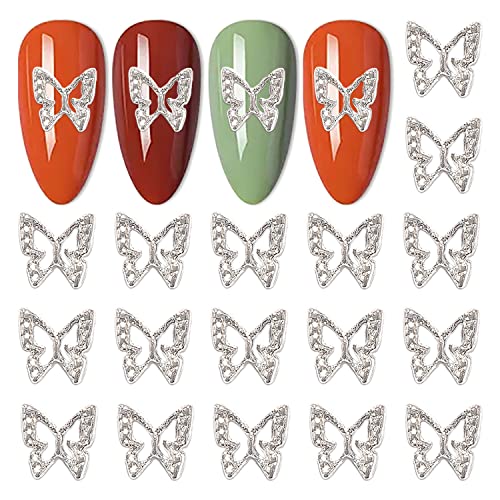 Danneasy 100pcs 3D пеперутка привлечност за нокти сребрени нокти привлечни легури накит за нокти за ноктите дизајн на нокти