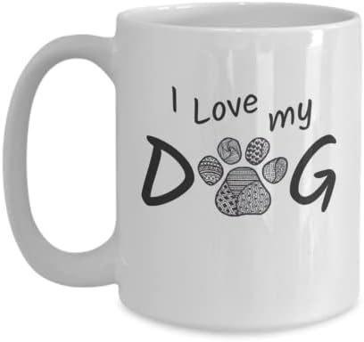 Го сакам подарокот за кригла за кучиња за loversубители на кучиња, чаша за печатење чај или шолја за кафе за сопственици на миленичиња
