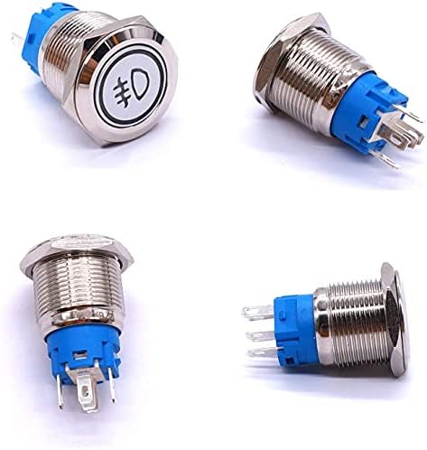 Akde 12V 19мм сина LED прекинувач 1NO 1NC 3/4 Монтирање на дупката за монтирање тип на сребро метал од не'рѓосувачки челик метал прекинувач