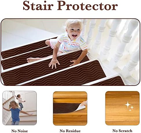 15 -пакети не лизгачки скалила за дрвени чекори, 8 x30 кора и стап за скалила за теписи со транспарентна двојна леплива лента за