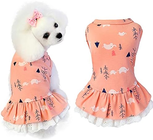 Ванату 100 памучни кучиња облекуваат слон миленичиња облека кучиња фустан за мали кучиња пролетно летно мачко фустан облека