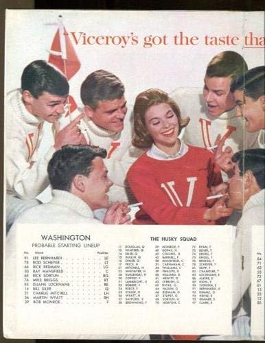 1962 година Вашингтон Хусис против Канзас државна фудбалска програма 10/6 Сиетл екс 44851 - Програми за колеџ