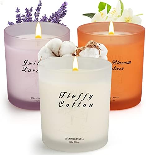 3 пакувања за свеќи за домашни мириси, ароматераписки свеќи Подароци поставени за жени, 33,9 мл 210 часови долготрајни свеќи од соја, миризливи
