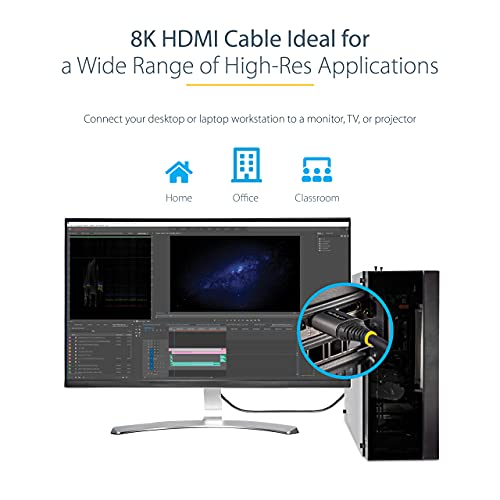 Startech.com 16ft HDMI 2.1 Кабел 8K - Сертифициран кабел за HDMI со голема брзина 48GBPS - 8K 60Hz/4K 120Hz HDR10+ EARC - Ultra