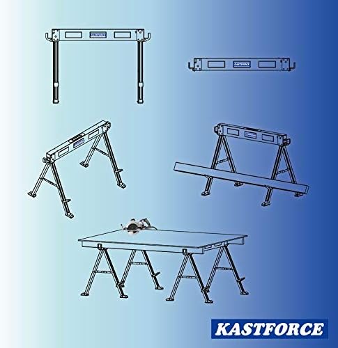 Kastforce KF3003 Преклопување на Sawhorse Jobsite табела/единечен пакет, 1100 bs капацитет 2 Позиции Градење на вашата работна