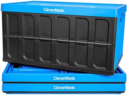 CleverMade 32l Склопувачки Канти за Складирање &засилувач; 46L Склопувачки Канти За Складирање Со Капаци - Преклопни Пластични Гајби За Комунални