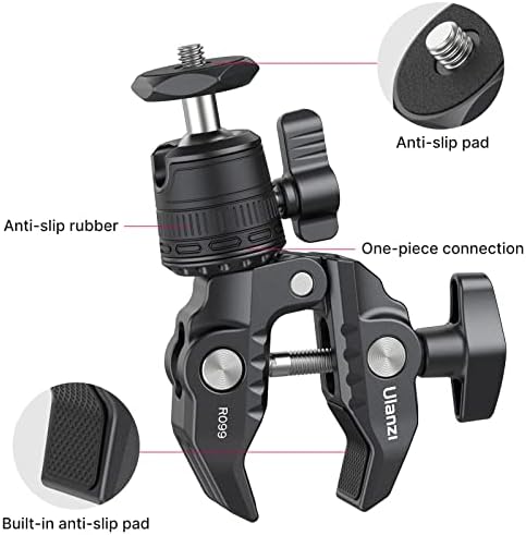 Ulanzi R099 Супер стегач за монтирање на камера со 360 ° топка, велосипед/велосипед/моторцикл рачка за монтирање за insta360/GoPro/Akaso/DJI