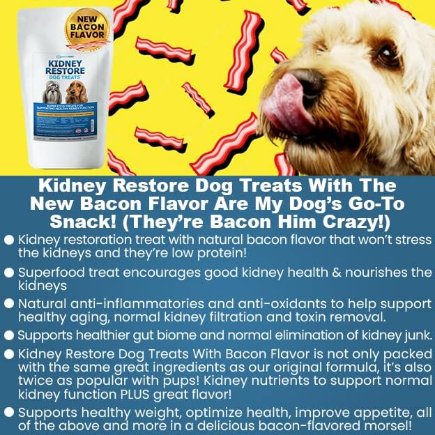 Враќање На Бубрезите Сланина Вкус Куче Третира: Ниски Протеини Куче Третира За Здравјето на Бубрезите. Бубрежно Куче Третира За Бубрежна Функција