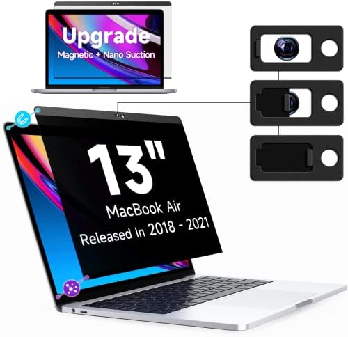 Peslv Магнетни Екран За Приватност MacBook Воздух 13 Инчен / MacBook Pro 13, Отстранлив Анти Сина Светлина Отсјај Филтер Црна Безбедност