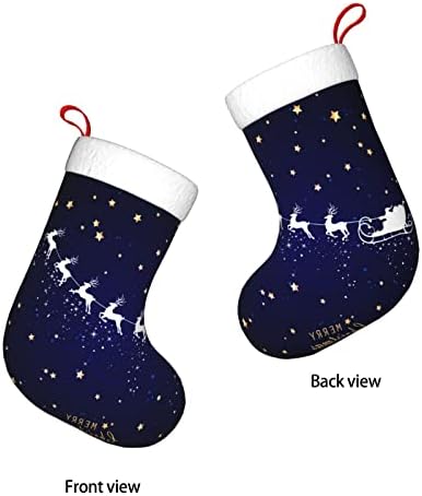 ДАДАБУЛИУ Божиќно Порибување 18 Инчи Морнарица Сина Еленска Ѕвезда Дедо Мраз Големи Чорапи Виси Камин Божиќна Елка Декор Нова