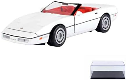 Diecast Car W/Case Case - 1986 Chevy Corvette Convertible, White - Showsces 73298AC/W - 1/24 Scale Diecast Model Car Car Car Car Car