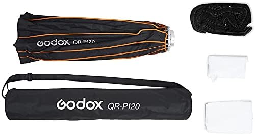 Godox QR-P120 Moftbox 47 /120cm Параболичен Софтбокс Брзо Поставување Со Преклопување На Решетката, Bowens Mount Quick Set Компатибилен Со Godox S2-Тип Godox S150II SL300III VL150 VL300 AD1200PRO