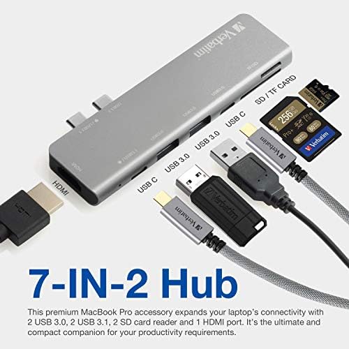 Дословно 7-во-2 USB C Hub Адаптер СО 4K HDMI, 100w Испорака На Енергија, USB 3.0, Читачи НА SD Картички За Macbook Pro И USB C Лаптопи