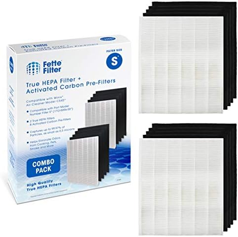 Fette Filter-C545 Премиум замена Вистински HEPA филтри компатибилни со Winix Filter S за прочистувач на воздухот C545 Дел 1712-0096-00.