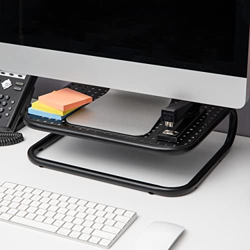 Mind Reader Chordmon-Blk Metal Monitor Stand Riser, Management Management за iMac, печатач, лаптоп, компјутер, има 40 bs, црно