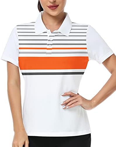 Lldress женски голф кошули Печатени поло маици со кратки ракави со кратки ракави со влага со атлетски спортски кошули