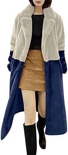 Завиткајте ја бојата Блок плажа Паркис жени со целосен ракав мек зимски палто со преголема дебела модерна надворешна облека за