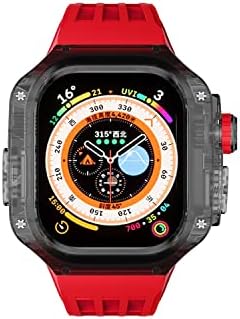 ONECMN за Apple Watch Ultra 49mm Транспарентен флуорорубер луксузен модификација на комплет Case & Band for Iwatch Series 8 Mod Kit Watch