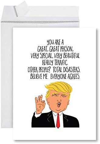 Андаз Прес Смешно џамбо благодарам картичка со плик 8,5 x 11 инчи, смешна честитка, одлична личност на Трамп, 1-пакет, огромна