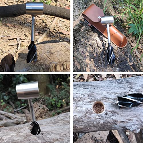 Bushcraft Hand Auger Spen With With With With With Wither Cover, преносни алатки за дупчење на дрво и рачно создавање на дупки за кампување, грмушка