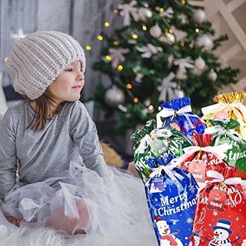 Tuiraotn Божиќни торби за подароци, разновидни големини Божиќни подароци за завиткување со ознаки, торби за подароци за празници во