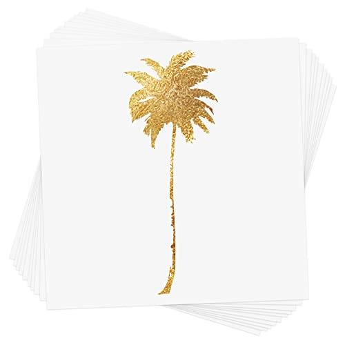 Златна палма сет од 10 избрани премиум водоотпорен металик злато тропска привремена Фолија Флеш Тетоважи | Привремена Тетоважа