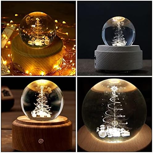 Toyandonona redивотна кристал со стоење топка Проекција Светло ноќно светло музичка кутија 3Д стаклена елка кристална топка
