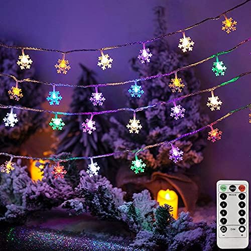Veeki Снежни светла за снегулка 33ft 80 LED снег декоративна светлина со 8 режими, батерија управувана водоотпорна LED самовила за домашна забава спална соба Божиќно дрво у?