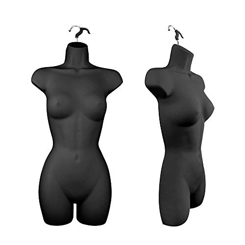 Само закачалки женски торзо женски пластично висечки манекен со форма на црна боја - пакет од