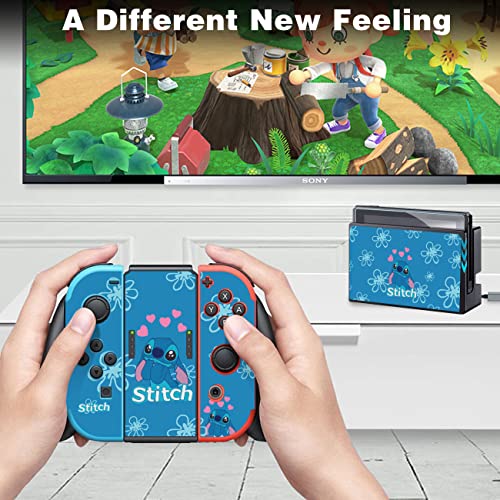 OQPA за Nintendo Switch OLED 2021 Skins налепници за девојчиња Девојки деца симпатични каваи цртан филм за забавни декорации со затегнати стакленички екран за заштита на стакло за