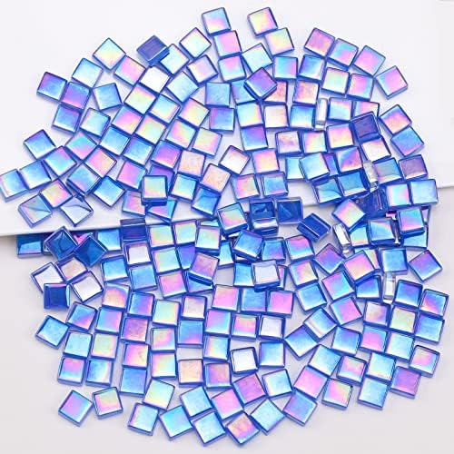 Yatinkim 160pcs Мозаични плочки занаети големо стакло DIY стакло иридесен мозаик парче домашно слика Рамки рачно изработени накит уметнички декорација подароци морнарица