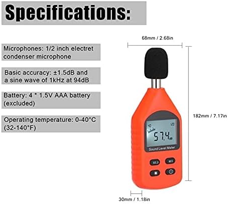 Лиујун Висока прецизност dB метар Дигитален бучава мерна инструмент 30 ~ 130dB мини ниво на звук на децибела монитор електрична