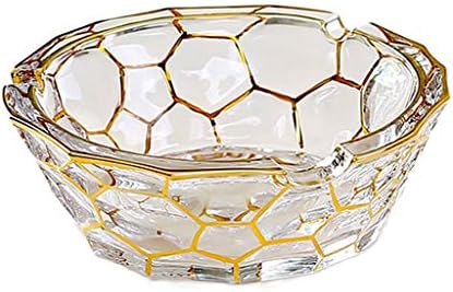 WXFF тркалезен стаклен кристален златен раб Декоративно стакло пепел за домашен двор канцелариски таблети декоративни мултифункционални