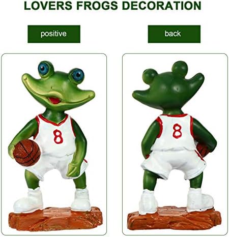 Besportble занаетчиска смола Frog Figurine Decor, жаби смола украси кошаркарски жаби фигурини, персонализирани колекционерски