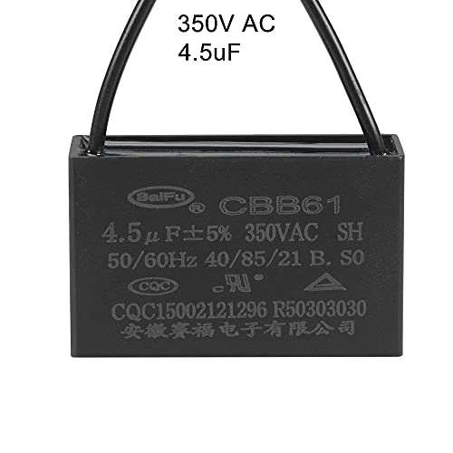 Кондензатор на вентилаторот на таванот UXCELL CBB61 4.5UF 350V AC 2 жици метализирани полипропилен филмски кондензатор 47x29x18mm