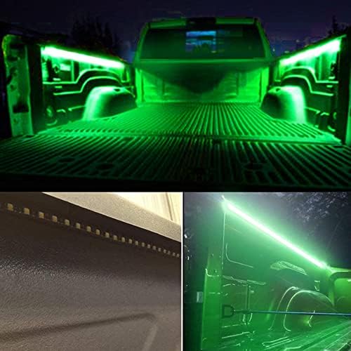 NBWDY 2pcs 60in Зелена 180 LED Камион Кревет Светлина Лента Комплет Водоотпорен Осветлување Светилка Со Вклучување Исклучување Прекинувач Осигурувач