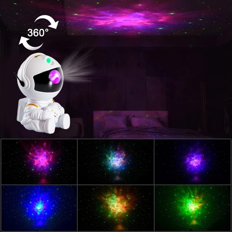 Нов астронаут проектор starвездени небо галакси starsвезди проектор ноќна светлина предводена ламба за соба за спални декоративни ноќни