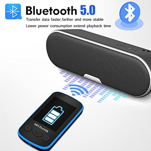 Клип од 16 GB MP3 плеер со Bluetooth 5.0 - Pebuwet Portable Digital Music Player MP3 MP4 Player со клип за деца со USB -C за спортско трчање